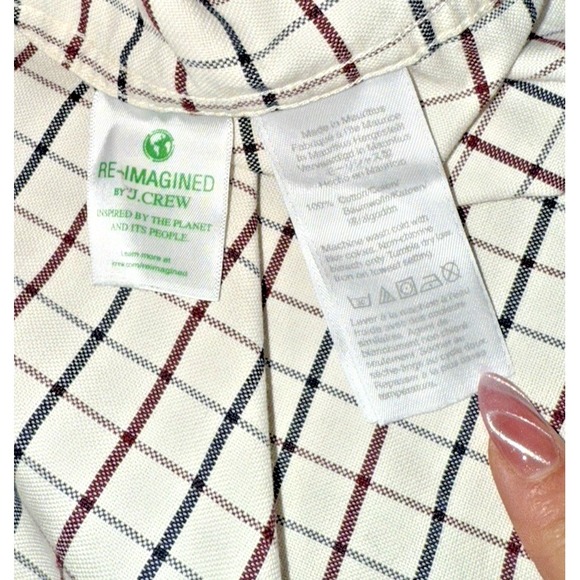 J. Crew Shirt Flex‎ Oxford MENS LARGE SLIM PRE-OWNED CHECK 100% COTTON OFF-WHITE - Picture 9 of 9